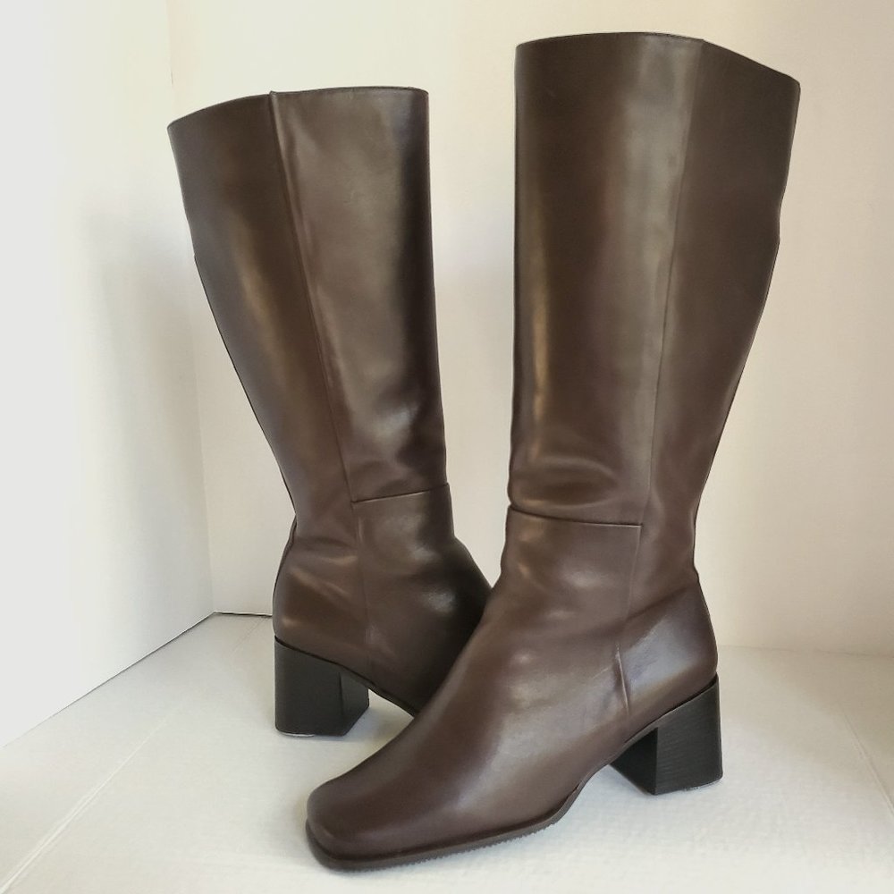 Easy Spirit Anti-Gravity Tall Accordia Leather Boots – Dark Brown Size 7 ½